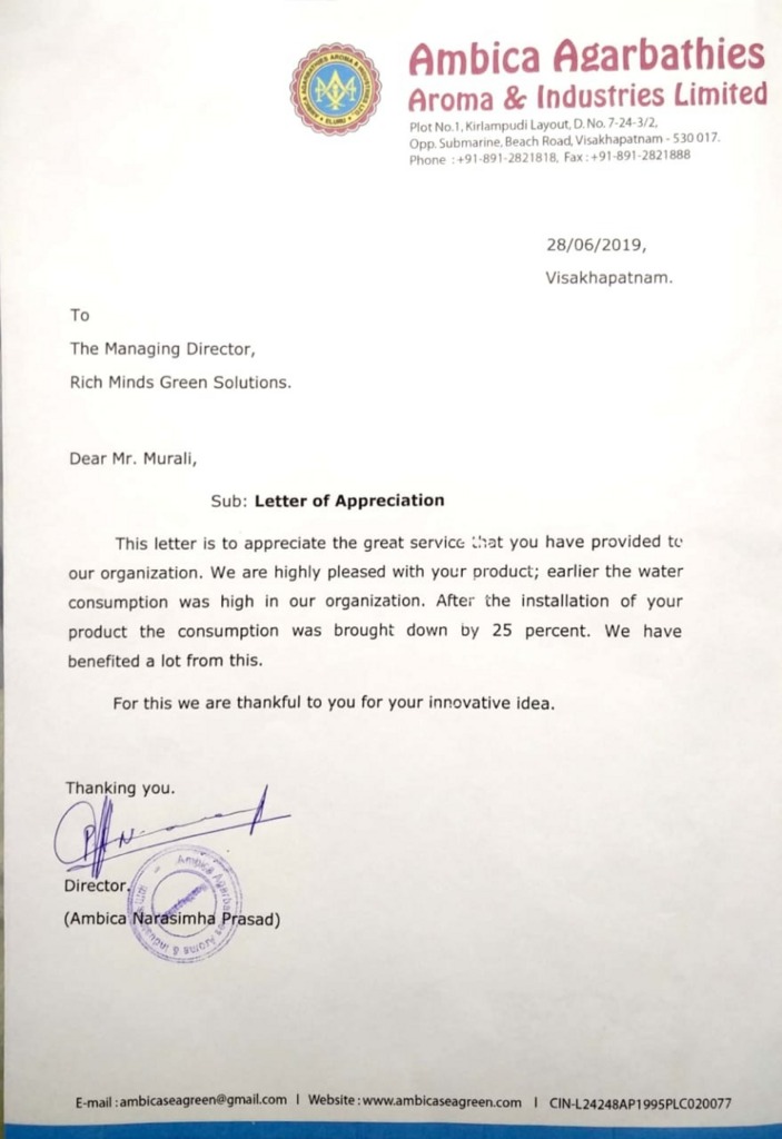 Appreciation letter Appreciation letter